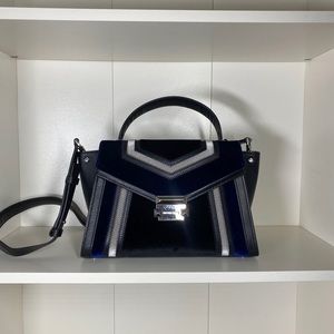 Black and blue velvet and leather Michael Kors handbag authentic